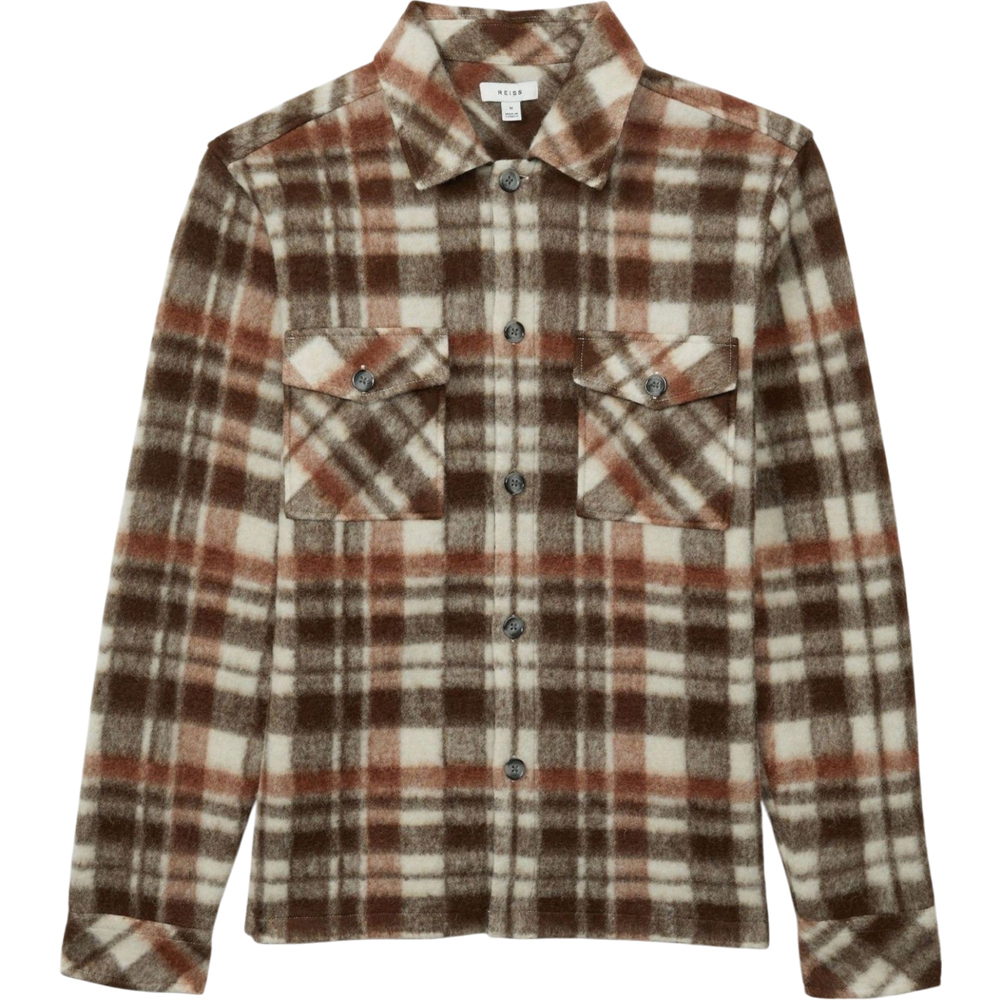 REISS WADE Patch Pocket Checked Overshirt